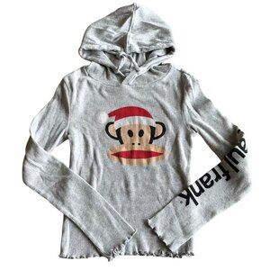 Paul Frank Monkey Christmas Santa Claus Hat Hooded Long Sleeve 97% Cotton Sz LG